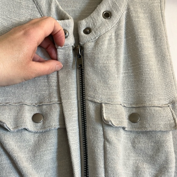 Free People Highway Slub Knit Vest Size S Light Gray Longline Zip Front - Picture 3 of 10